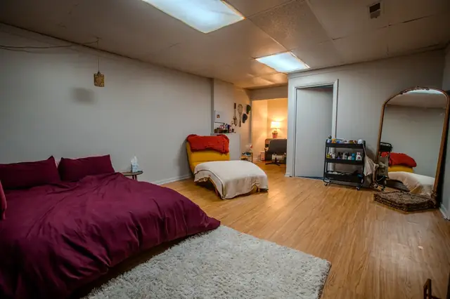 Finished basement, vanity corner, 1524 Burcham Dr, East Lansing student rental