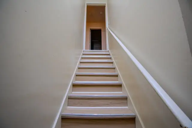 Stairs to the main level, 1524 Burcham Dr, East Lansing student rental